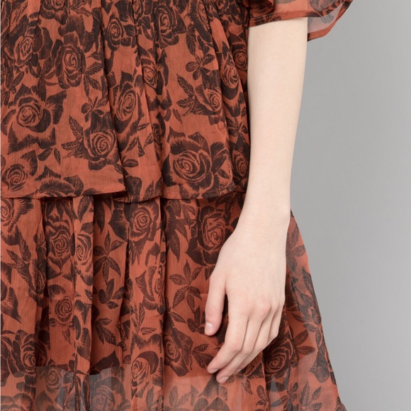 🧡 GANNI Beaumont Chiffon Tiered Dress - Picture 4 of 7